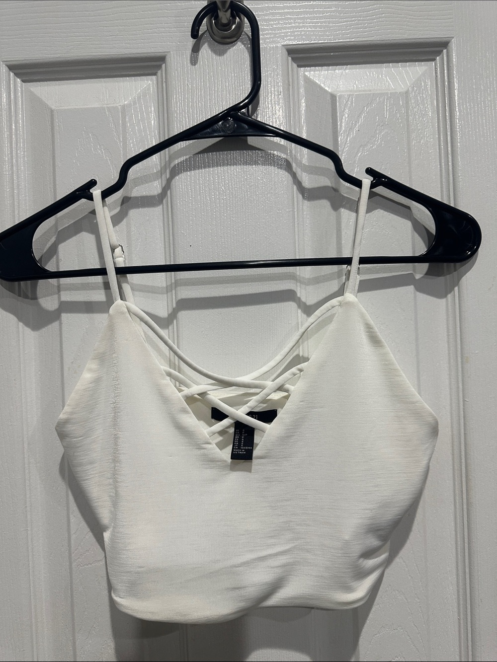 Forever 21 White Strappy V-Neck Crop Tank